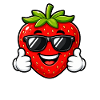 Strawberry smiling cool with sunglasses