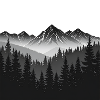 Cloud Forest Mountain Silhouette