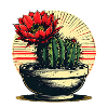 Cactus Blossom in Retro Pot