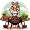 Grillheldin am Holzkohlegrill