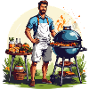 BBQ grill master in the garden