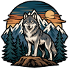 Majestic wolf on mountain background