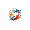 Koi Kreis Wasserfarben Muster