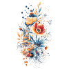 Blue-Orange Floral Art