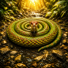 Sun-crowned cobra snake in the jungle