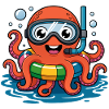 Octopus with diving goggles