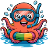 Bunter Oktopus mit Taucherbrille