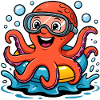 Funny octopus with diving goggles