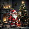 Weihnachtsmann im hellen Weihnachtszimmer