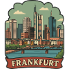 Frankfurt Germany Skyline Retro Travel Sticker