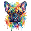 Bunte Aquarellbulldogge