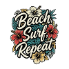 Beach Surf Repeat Hibiscus Pattern