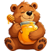 Cuddly bear with honey pot
