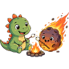 Dino & Meteorite at the Campfire