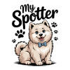 Flauschiger Hund mit blauer Fliege