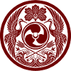 Red heraldic crane