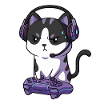 Katzengamer mit Headset