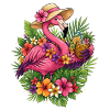Flamingo in Tropical Floral Parade