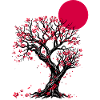Crimson Blossom Moon Tree