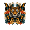 Tiger in bloom and butterfly frenzy