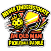 Old man with pickleball bat