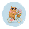 Capybara Bicycle Flowers