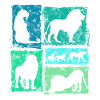 Lions Silhouettes Retro Style Graphic