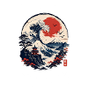 Welle Fuji Sonnenkreis Ukiyoe