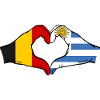 Belgium Uruguay Flag Hands Heart Shape