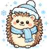 Winterlicher Igel mit Schal