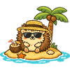 Coconut Beach Hedgehog with Sunglasses