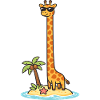 Giraffe with sunglasses on island