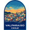 Valparaiso Chile Funicular Retro Sunset Badge