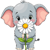 Kleiner Elefant mit Blume