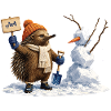 Echidna as snow artist