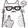 Spectacled cat with middle finger