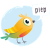 Bunter Vogel mit Piepsprechblase