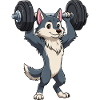 Wolf mit Hantel