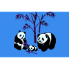 PandaFamilie im Bambuswald - Blau