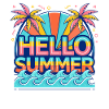 Hello Summer Neon Palm Waves