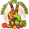 Peace Love Veggies Hand Graphic