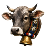 Polygon Style Cow with Bell