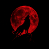 Wolf howls under Red Moon