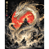 Dragon ancestral et pagode rouge