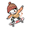Skateboarding Boy Comic Style