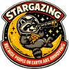 Waschbär im Sternenhimmel mit Pizza
