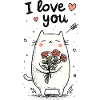 Cuddly cat with rose heart