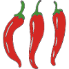 Three Red Chili Peppers Illustration