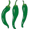 Three green chili peppers