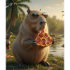 Pizza Capybara with sunglasses
